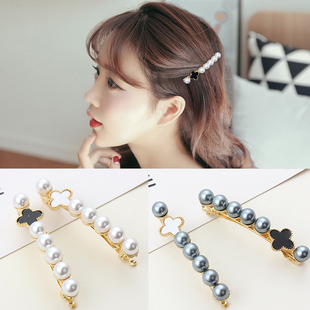 方块珍珠夹子头饰发夹弹簧夹韩国简约刘海夹顶夹横夹马尾夹发卡