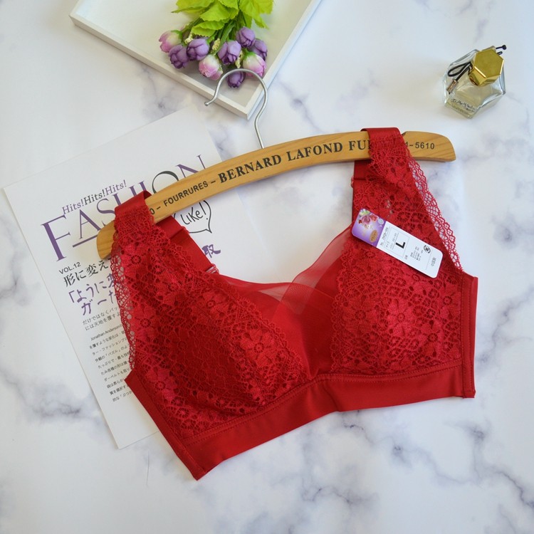 本命年红文胸 无钢圈聚拢 性感透气舒适75-100abcd