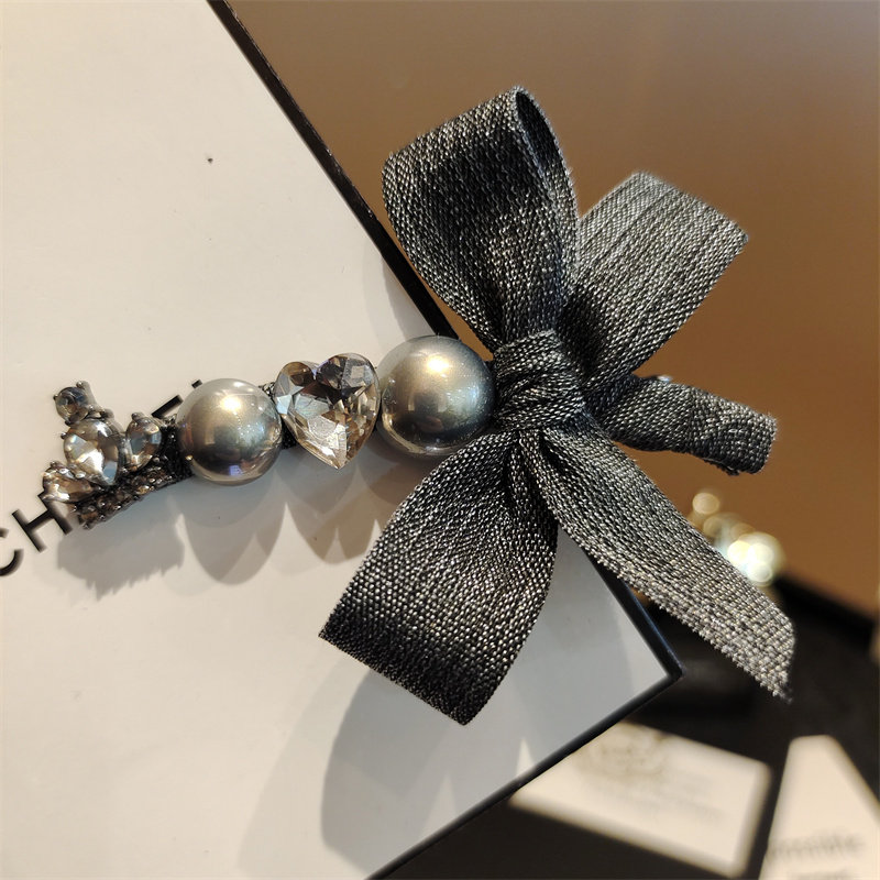 手工原创弯夹皇冠蝴蝶结边夹女ins森系侧边刘海碎发夹公主头夹子