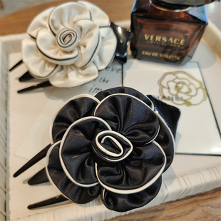 三齿盘发抓夹韩国东大门新款山茶花发箍女高级感小香风头饰压发卡