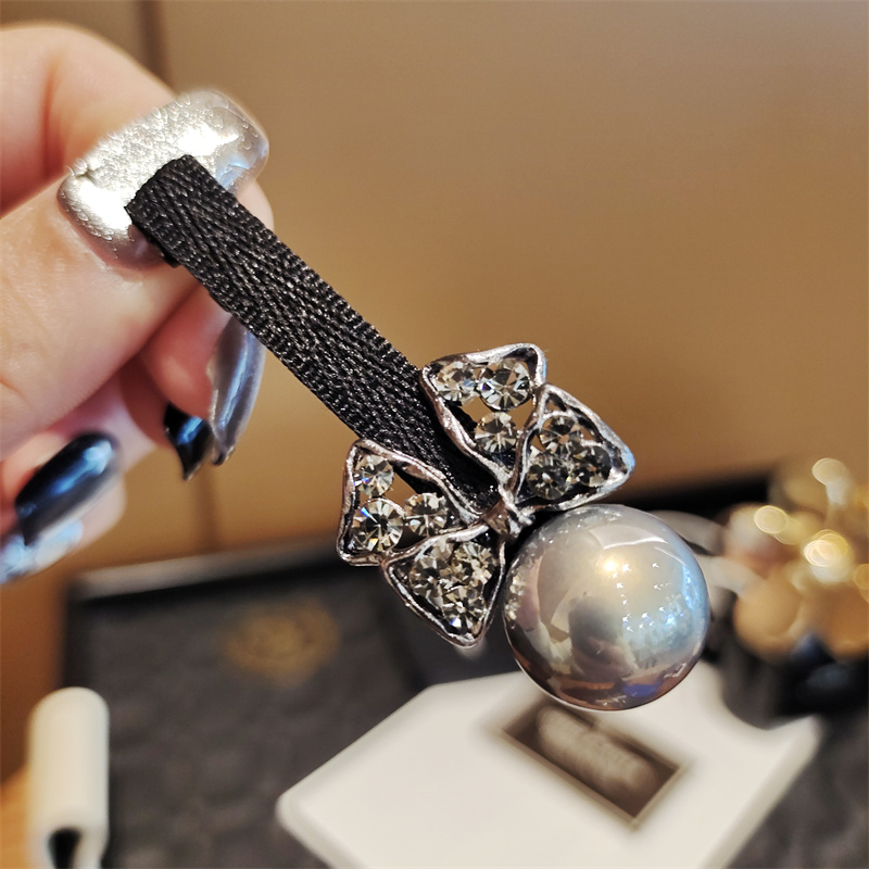 新款珍珠水晶赫本风轻奢发夹