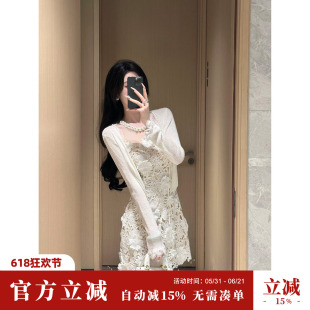 Sun雅乔 夏季长袖防晒空调百搭蕾丝花边系带清爽针织开衫外套女