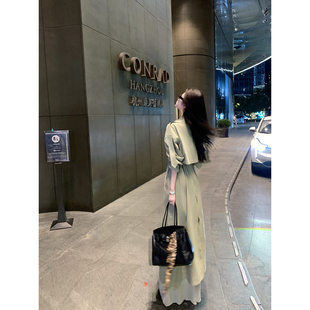 Sun雅乔【西雅图】秋装新款宽松薄时尚优雅气质经典长款风衣外套