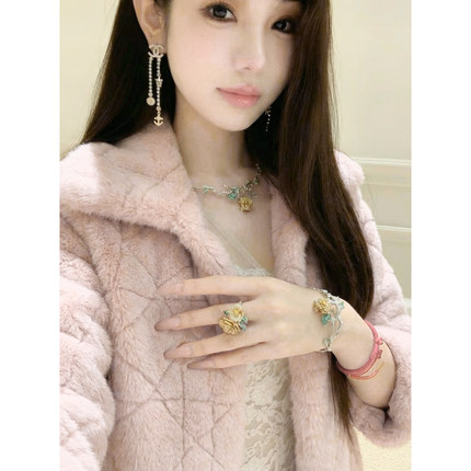 Sun雅乔【高定兔】冬装新款保暖时尚轻奢进口獭兔毛皮草短外套女