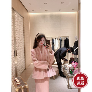 网红仿皮草棉袄贵妇粉色环保毛外套 2025冬装 Sun雅乔 柔雾桃桃