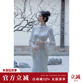 现货Sun雅乔 连衣长裙 蝴蝶鱼尾喇叭长袖 香妃裙 国风奶油新中式