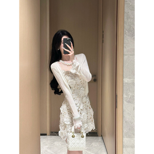 Sun雅乔 夏季长袖防晒空调百搭蕾丝花边系带清爽针织开衫外套女