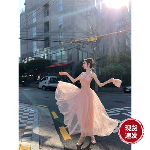 新款 夏季 度假风蕾丝网纱拼接吊带连衣裙 那不勒斯情话 Sun雅乔