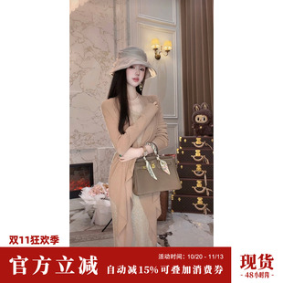 Sun雅乔【静谧美好】秋冬气质小众前长后短披肩式羊毛针织开衫女
