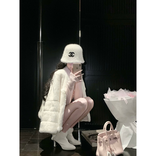 SYQIAO/雅乔高定【初代小白花】进口獭兔毛整皮厚皮草外套女秋冬