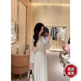 轻奢高档5A级桑蚕丝真丝长袖 夏季 收腰连衣裙 流风回雪 Sun雅乔