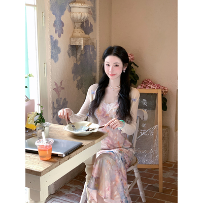 Sun雅乔【流光梦境】3个版本剪花彩金烫蕾丝边鱼尾摆连衣裙半身裙