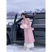 Sun雅乔 兔绒毛呢大衣外套女 气质大翻领宽松长款 初见 秋冬时尚