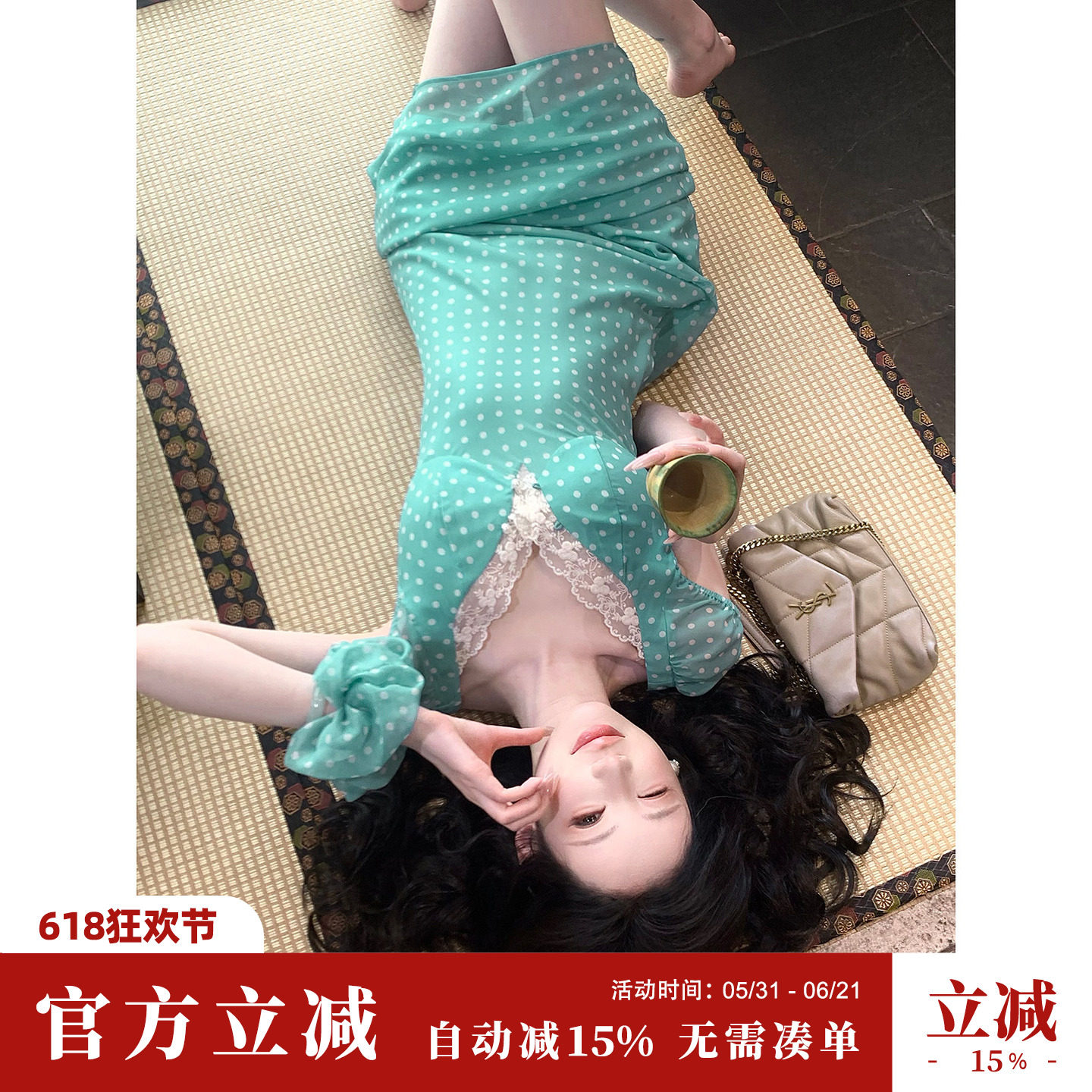Sun雅乔 水中影/夏日清凉减龄法式百搭超美的发绳波点发圈配饰