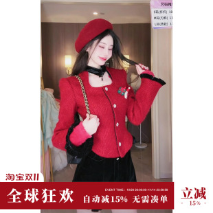 百搭高腰木耳边丝绒黑色短裤 Sun雅乔 千金风A字短裤 新款 女 冬装