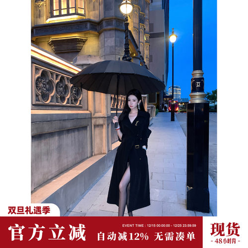 风衣女款2025新款秋装显瘦气质高级感时尚黑色中长款巨好看的外套