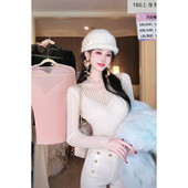 镂空V领拼接亮钻针织打底衫 Sun雅乔 漂亮密码