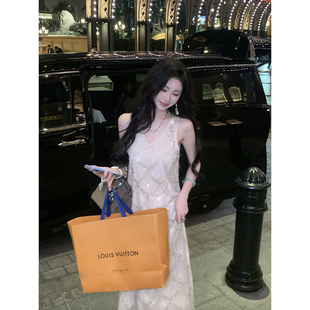 Sun雅乔【顶奢典藏】重工钉珠无袖连衣裙高级感裙子