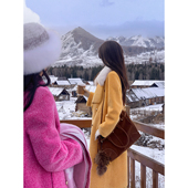 翻领皮毛一体长款 Sun雅乔 大衣外套女 新款 长袖 VOGUE封面 冬装