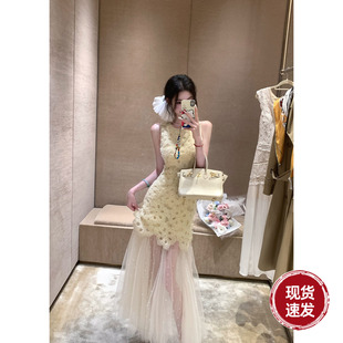 本重工钉珠鎏金蕾丝网纱拼接千金感连衣裙 双版 Sun雅乔 悸动