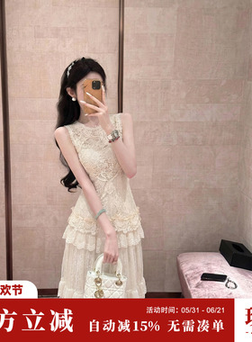 Sun雅乔【卢浮梦境】夏季辣妹小众蕾丝针织背心上衣V领背心