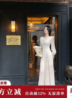 Sun雅乔【爱琴海岸】夏季长袖露肩上衣+宽松阔腿裤白色两件套装女