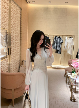 Sun雅乔【流风回雪】夏季轻奢高档5A级桑蚕丝真丝长袖收腰连衣裙