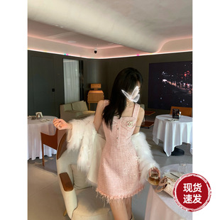 千金法式 早秋女装 亮片含羊毛小香连衣裙短裙 甜心教主 Sun雅乔