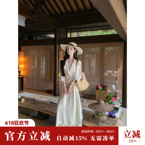 Sun雅乔【拿破仑】夏季长袖中长高级醋酸防晒风衣外套女宽松薄款
