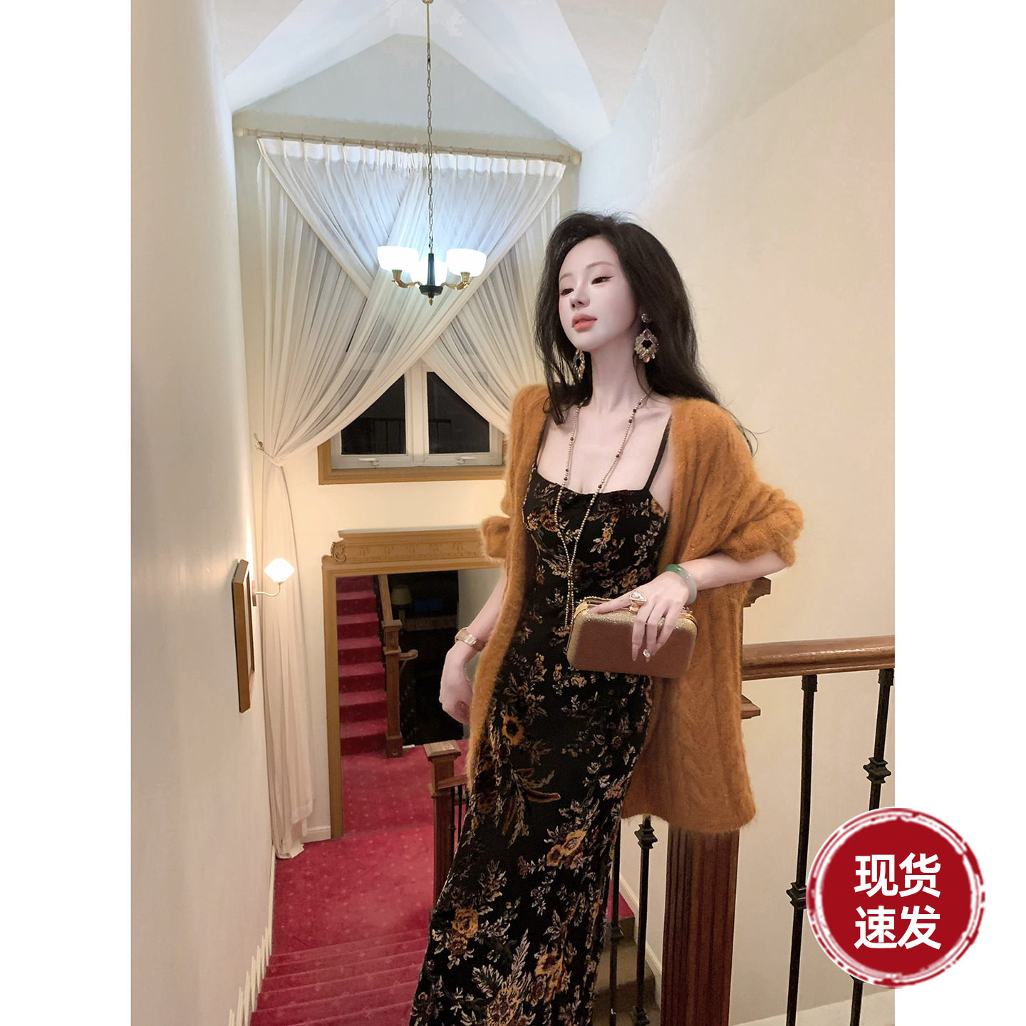 雅乔 秋冬新款慵懒麻花针织外套宽松软糯保暖百搭毛衣中长开衫女