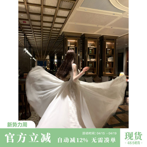 Sun雅乔【白昼遐想】秋冬新款长袖网纱网纱烫钻蕾丝拼大摆连衣裙