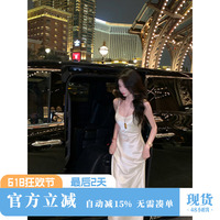 雅喬【瑩華璀璨】夏季新款連身裙A字裙時尚名媛風(fēng)吊帶連衣裙長裙