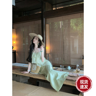 Sun雅乔【精灵海半裙】夏季气质优雅绿色缎面半身裙包臀鱼尾长裙