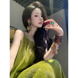 刺绣绿色无袖 预热 连衣裙 新品 Sun雅乔