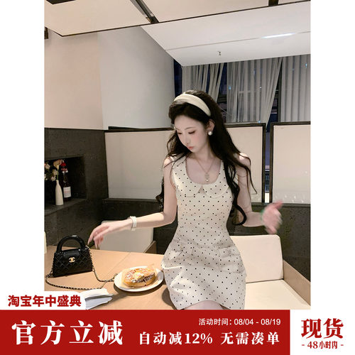 雅乔【罗马音乐会】夏季无袖千金感法式减龄娃娃领波点连衣短裙子