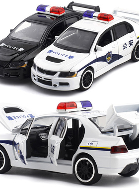 1:32 三菱九代十代 EVO 警车小汽车模型玩具开门滑行收藏摆设
