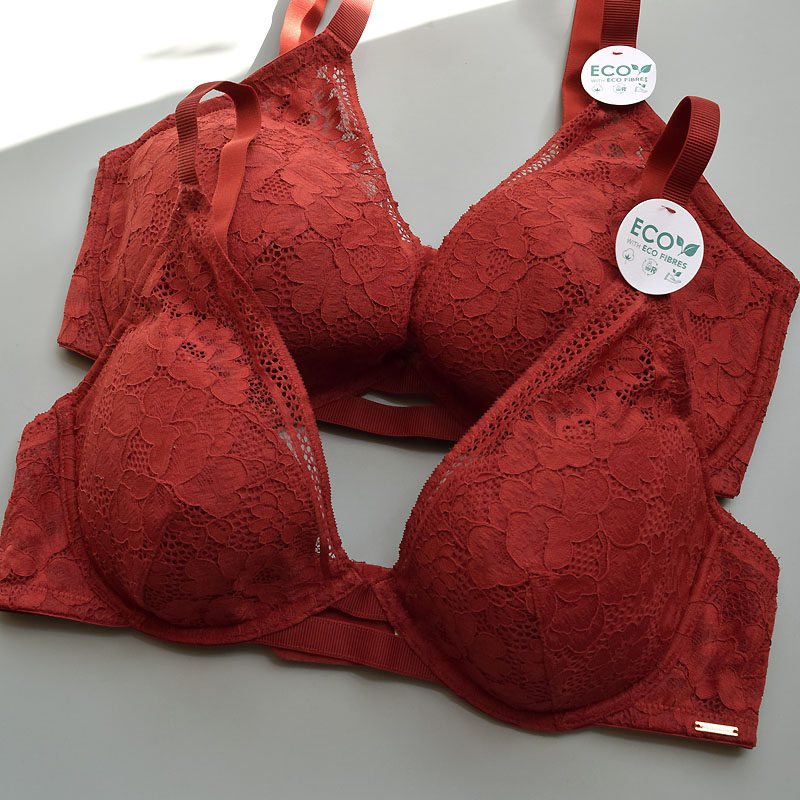 85-95cdefgh欧美大杯码美丽花纹环保蕾丝性感深v薄绵钢圈文胸