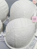75E80CDE85D中东Nayo纯美白色蕾丝褶皱网纱大杯性感薄绵钢圈文胸