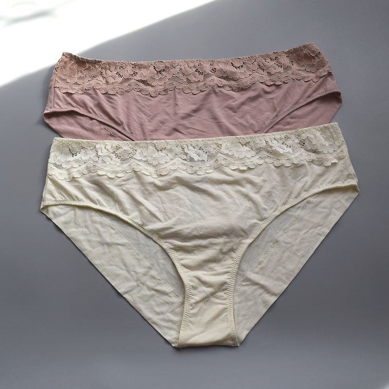 M码oy 柔软亲肤莫代尔蕾丝腰围边薄裤边 舒适好穿中腰三角女内裤