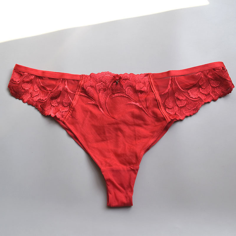 9元l-xl美单性感红色高及刺绣性感美臀露3/4夹臀低腰丁字裤