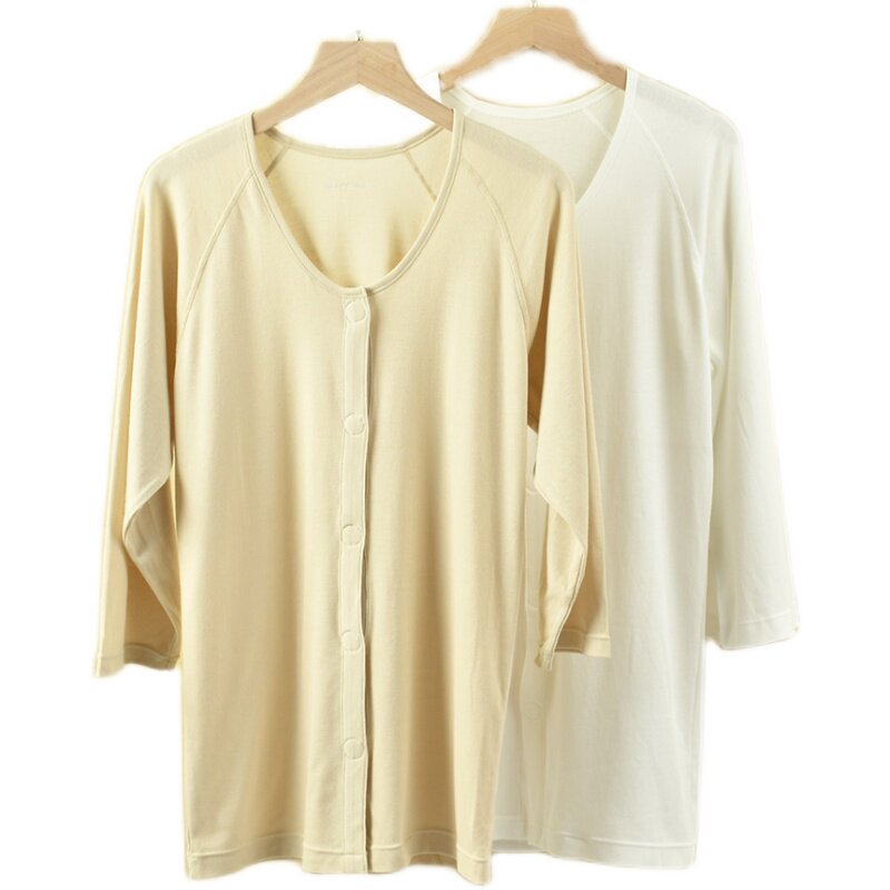 GOOD COTTON WOMENS COTTON HOME TOPS COTTON PAJAMAS YOGA SPORTS THREE-QUARTER SLEEVES COMFORTABLE HOME FOR THE ELDERLY