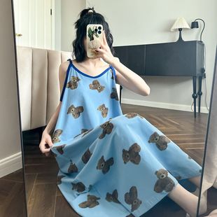 性感吊带睡裙女款纯棉夏天凉爽新款网红风卡通可爱薄款睡衣家居服