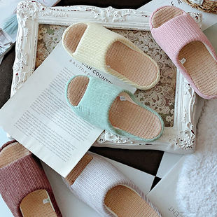 通用防滑居家用透气棉麻凉拖夏天 简约时尚 美式 复古亚麻拖鞋 女四季