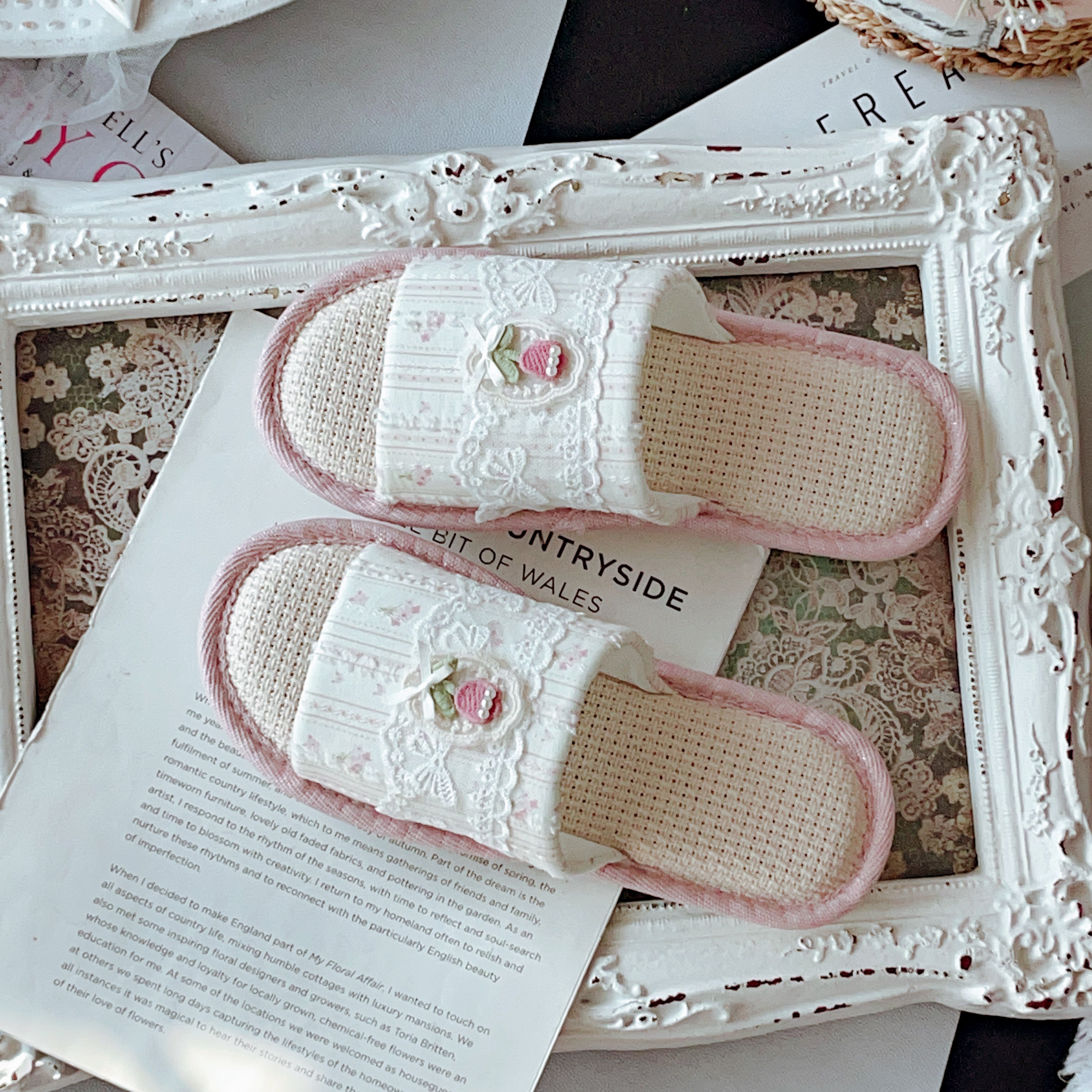 法式田园浪漫郁金香四季亚麻拖鞋女春秋季室内居家用防滑透气夏天,居家布艺,居家棉拖/棉鞋,淘宝优惠券,粉丝福利购,淘宝优惠卷