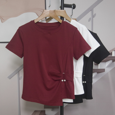 夏季新款不规则显瘦短袖T恤女