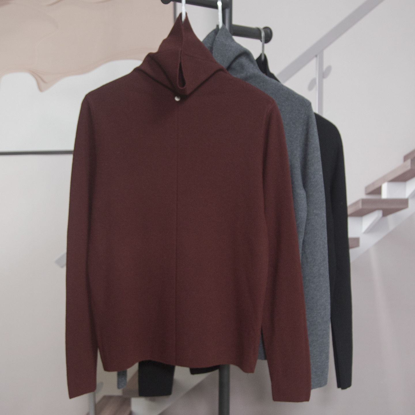 时尚高领修身针织衫女