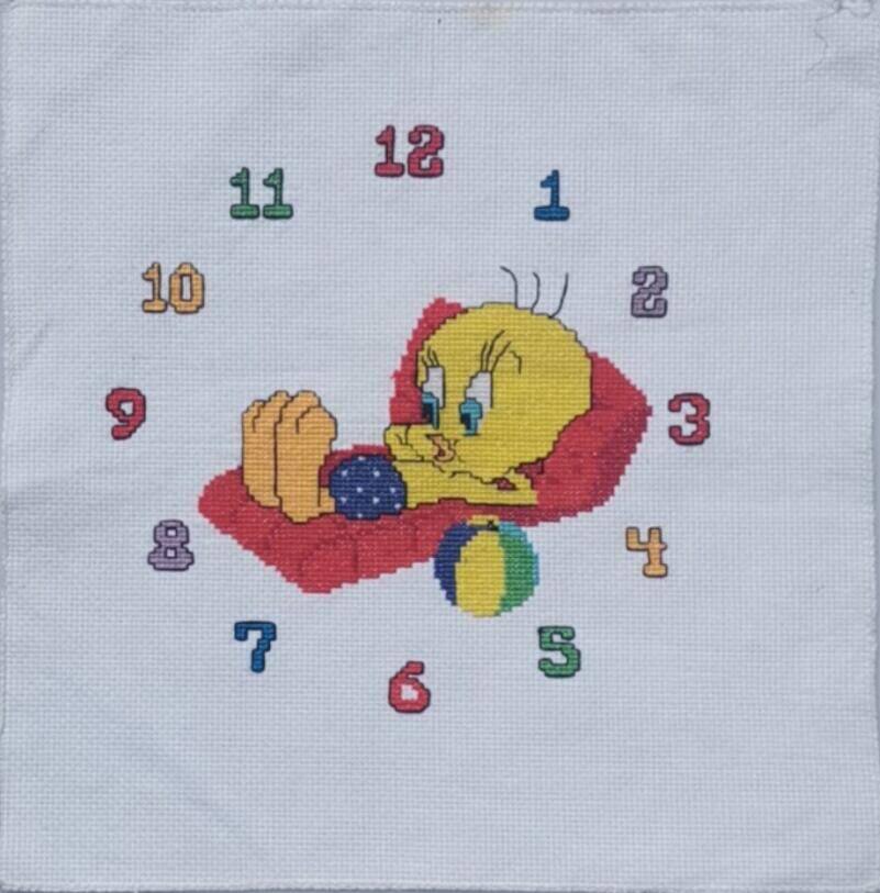 手工绣好的十字绣成品翠儿钟表中国风棉布玄关挂画儿童卧室小黄鸭