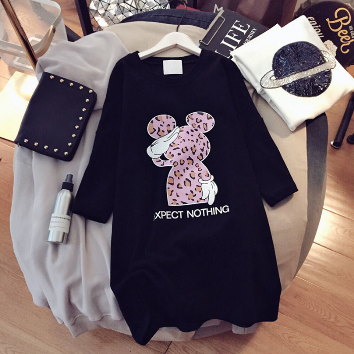 0 summer Hong Kong Style ins super fire short sleeve T-shirt women's middle long loose half sleeve T-shirt upper garment