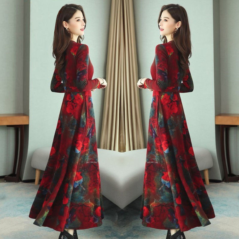 Large women's dress 2020 new autumn elegant dress fashion autumn Korean version show thin fashion temperament high grade skirt