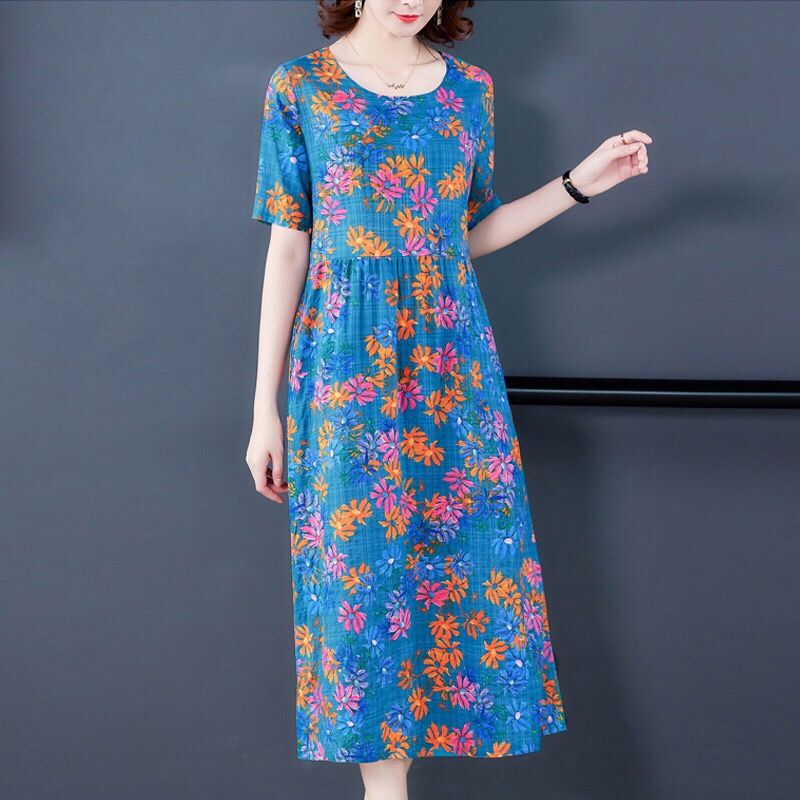 Lady Kuo ice silk dress series 2021 summer new large mother's dress
